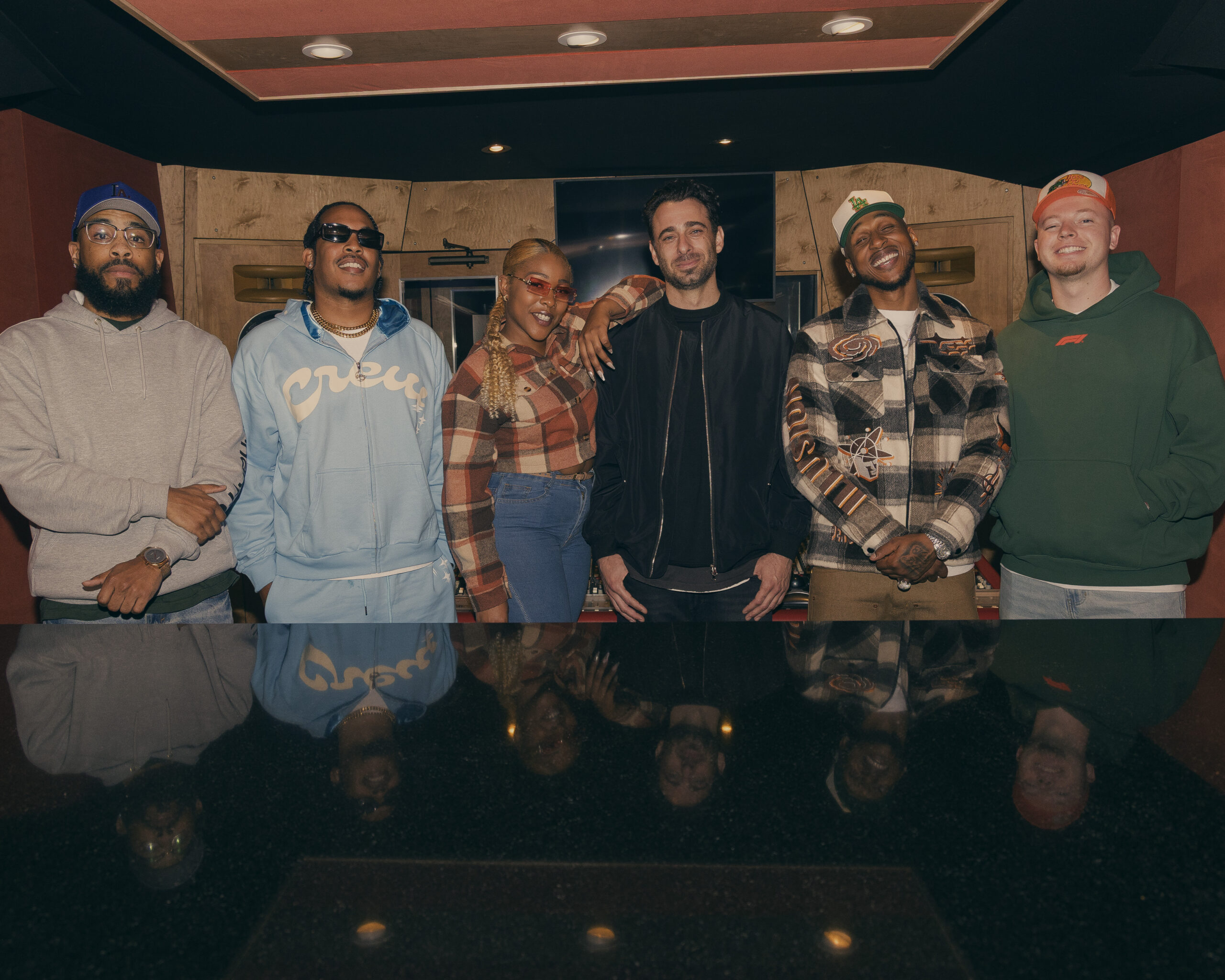 Left to right: Pierce Elliott, Kam Krzy, QUINASHAI CHELETTE, Fuad Hawit, T.5.I.V.E., and GENIEMIXEDIT attending the event CREATION OF GREATNESS MULTIMEDIA EXPERIENCE